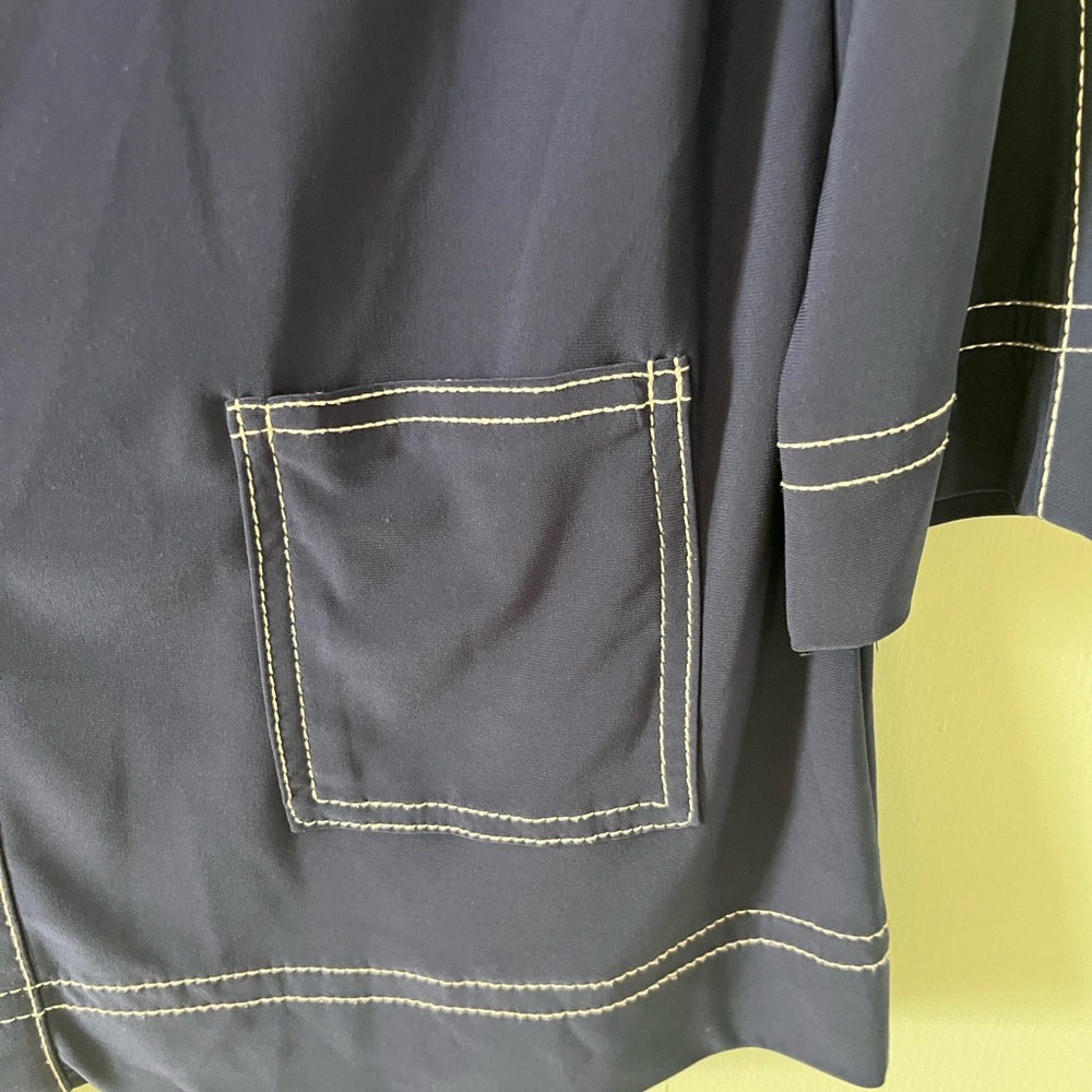 Peck &Peck Navy Top with Contrast Stitching - Picture 3 of 5